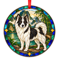 Thai Bangkaew Dog stained glass ornament mockup - White and Black