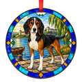 Serbian Tricolour Hound Tricolor stained glass ornament
