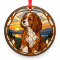 Cavapoo Red and White porcelain Christmas ornament with red ribbon — ORN-11545