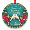 Beloved Beyond Measure porcelain Christmas ornament with red ribbon
