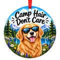 Camp Hair Don't Care dog camping Christmas ornament mockup
