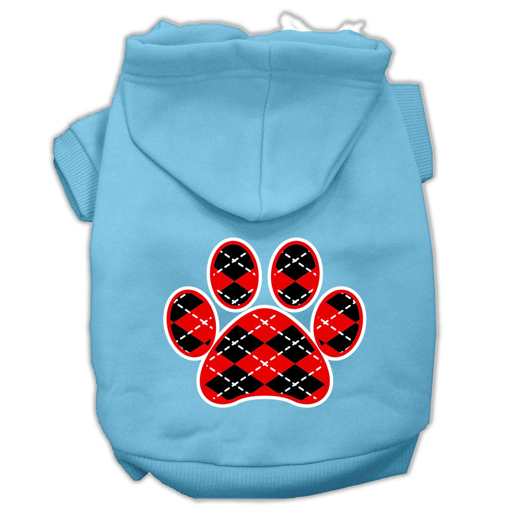 Pet Hoodie "Red Argyle Paw"