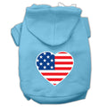 Pet Dog & Cat Hoodie Screen Printed, "American Flag Heart"