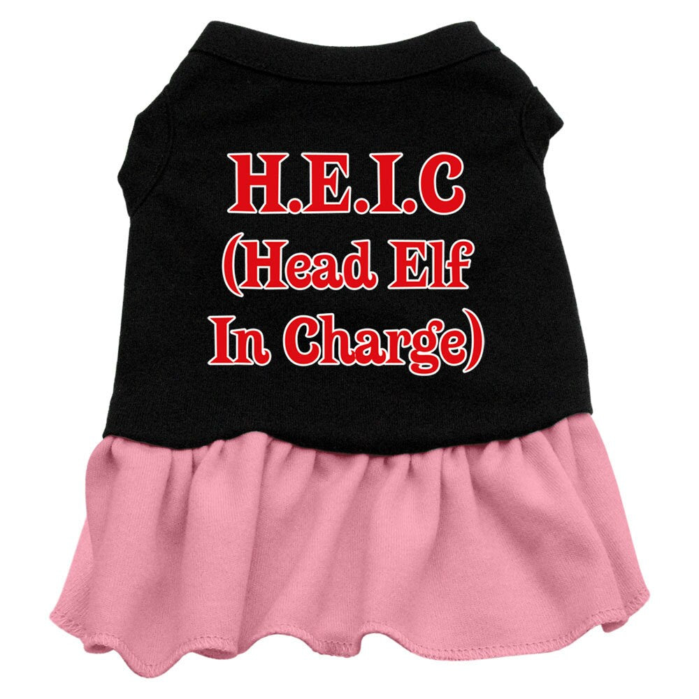 Christmas Pet Dress Screen Printed, "Head Elf In Charge"